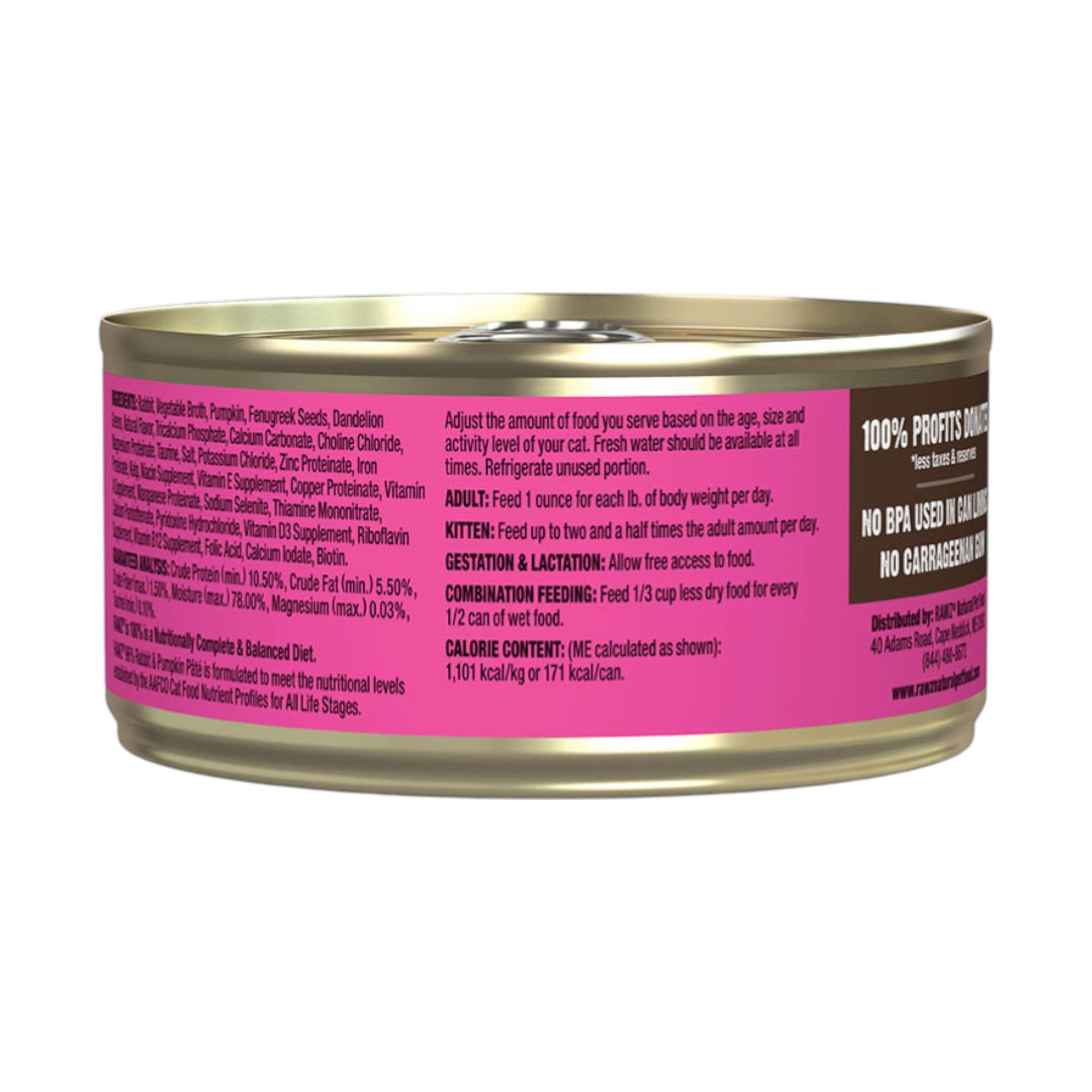 Rawz Rabbit & Pumpkin Pate Cat Food (5.5oz)
