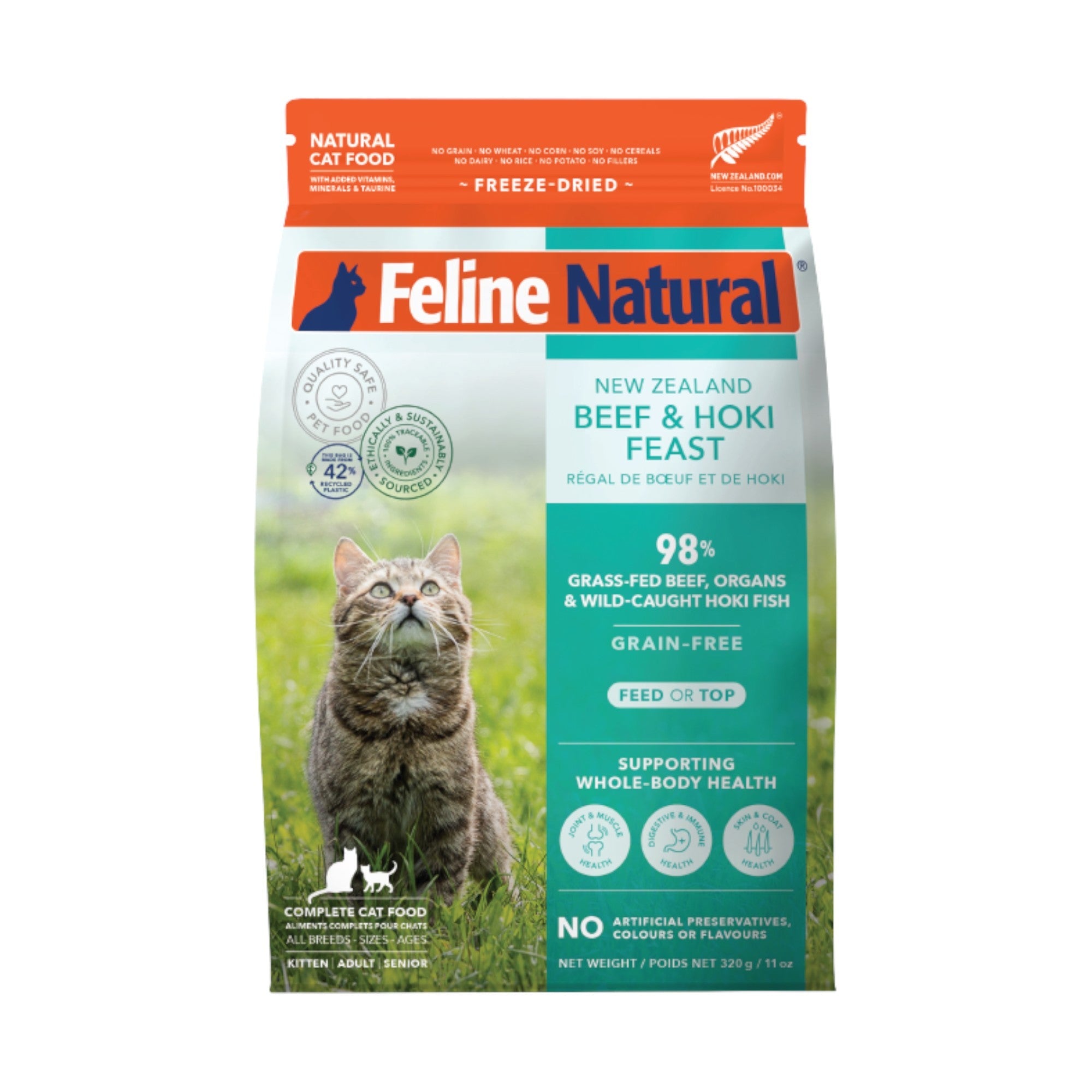 Feline Natural Freeze-Dried Beef & Hoki Cat Food (320g)