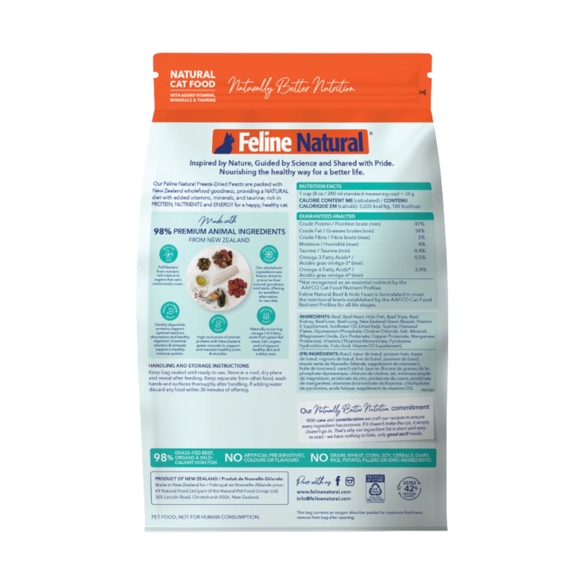 Feline Natural Freeze-Dried Beef & Hoki Cat Food (320g)