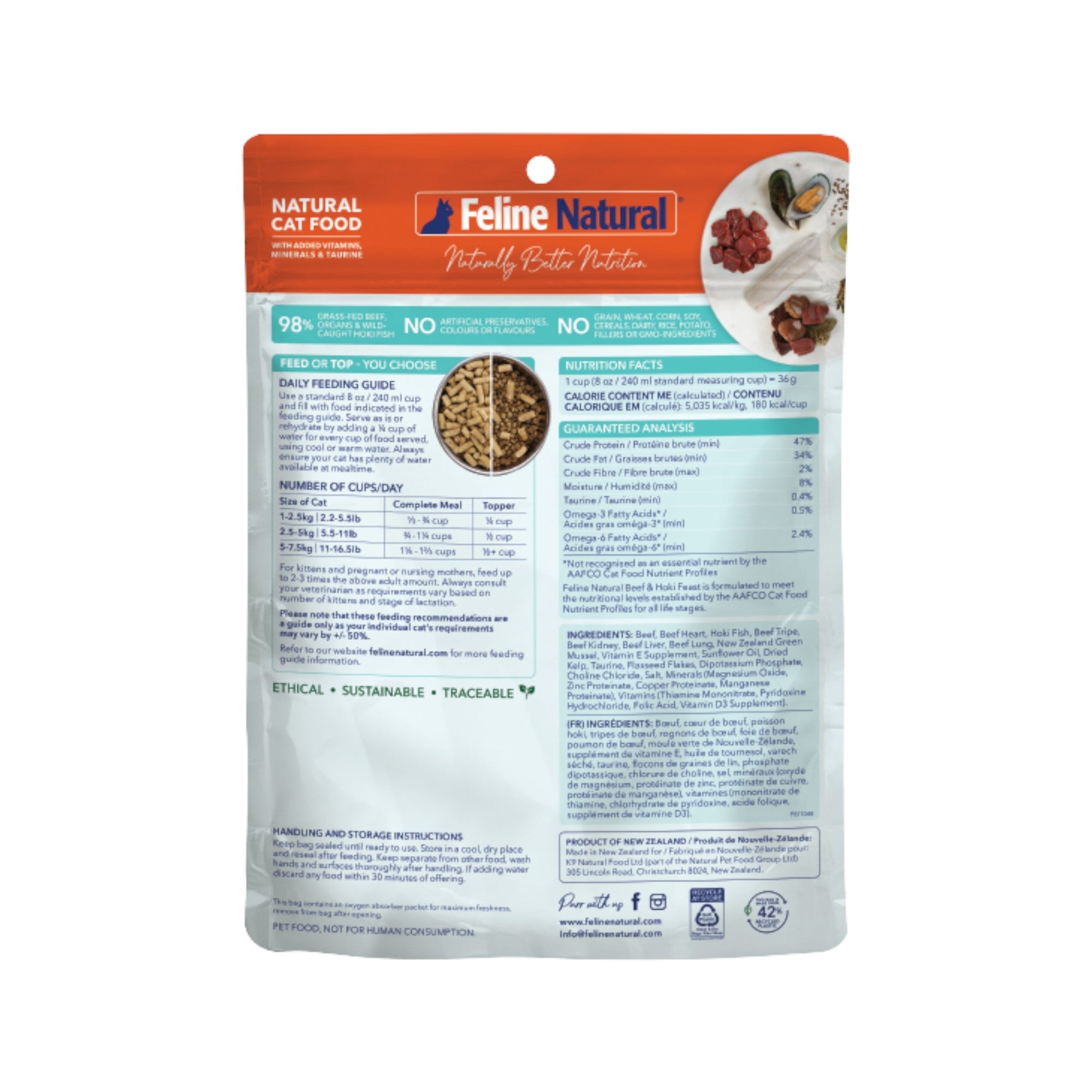 Feline Natural Freeze-Dried Beef & Hoki Cat Food (100g)