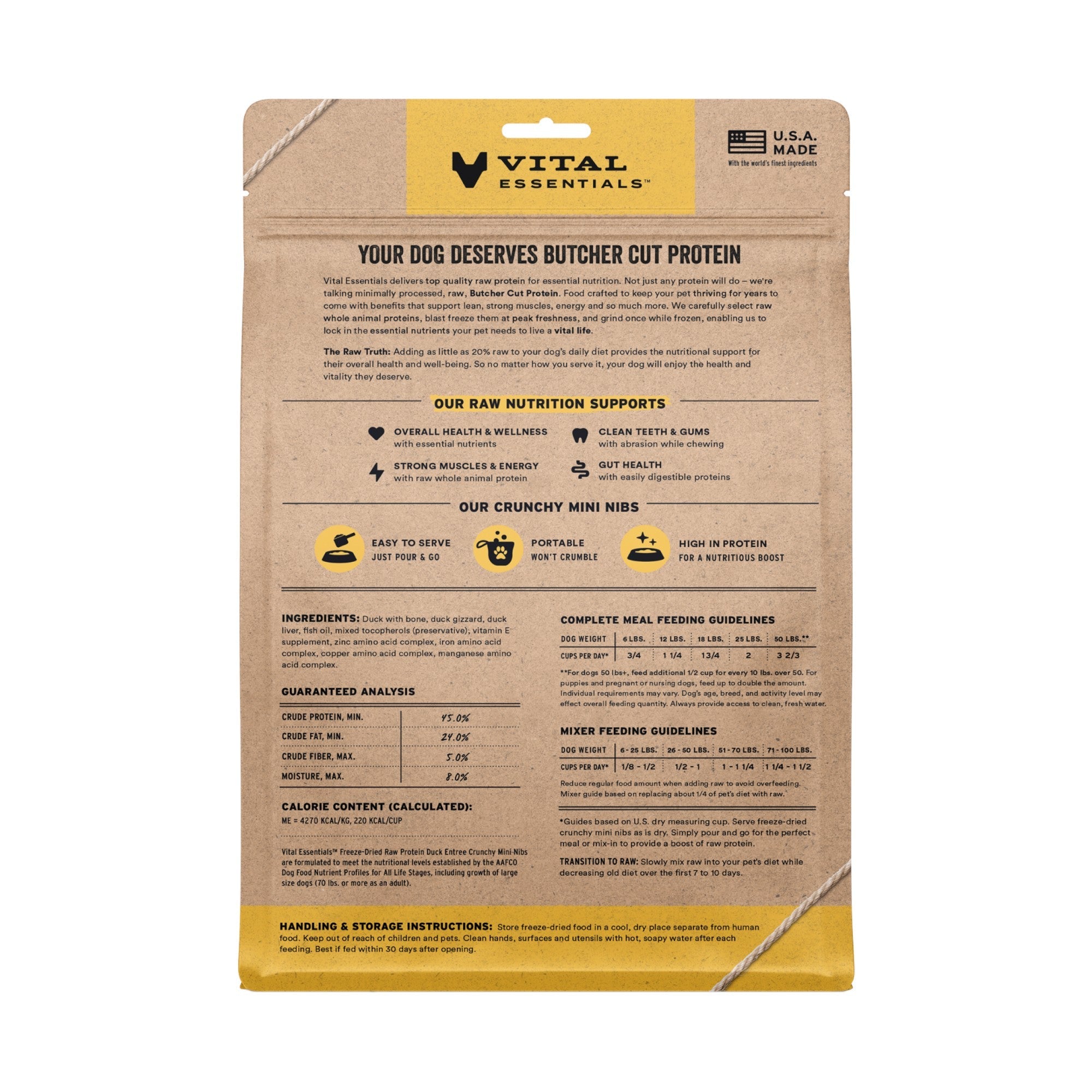 Vital Essentials Dog Freeze-Dried Duck Mini Nibs (14oz)