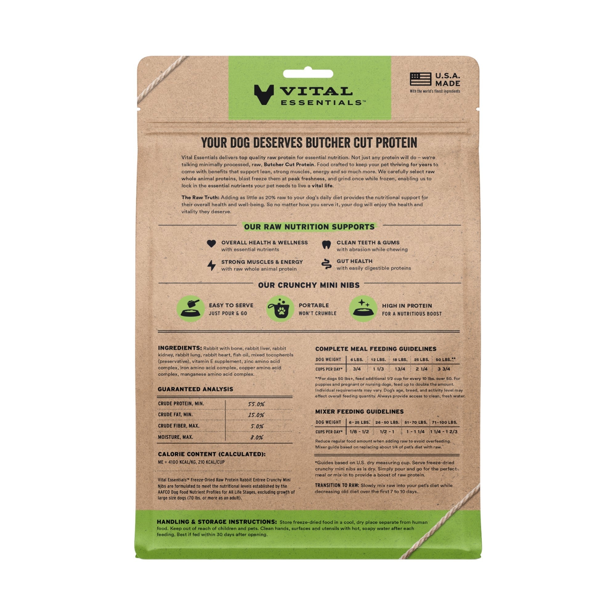 Vital Essentials Dog Freeze-Dried Rabbit Mini Nibs (14oz)