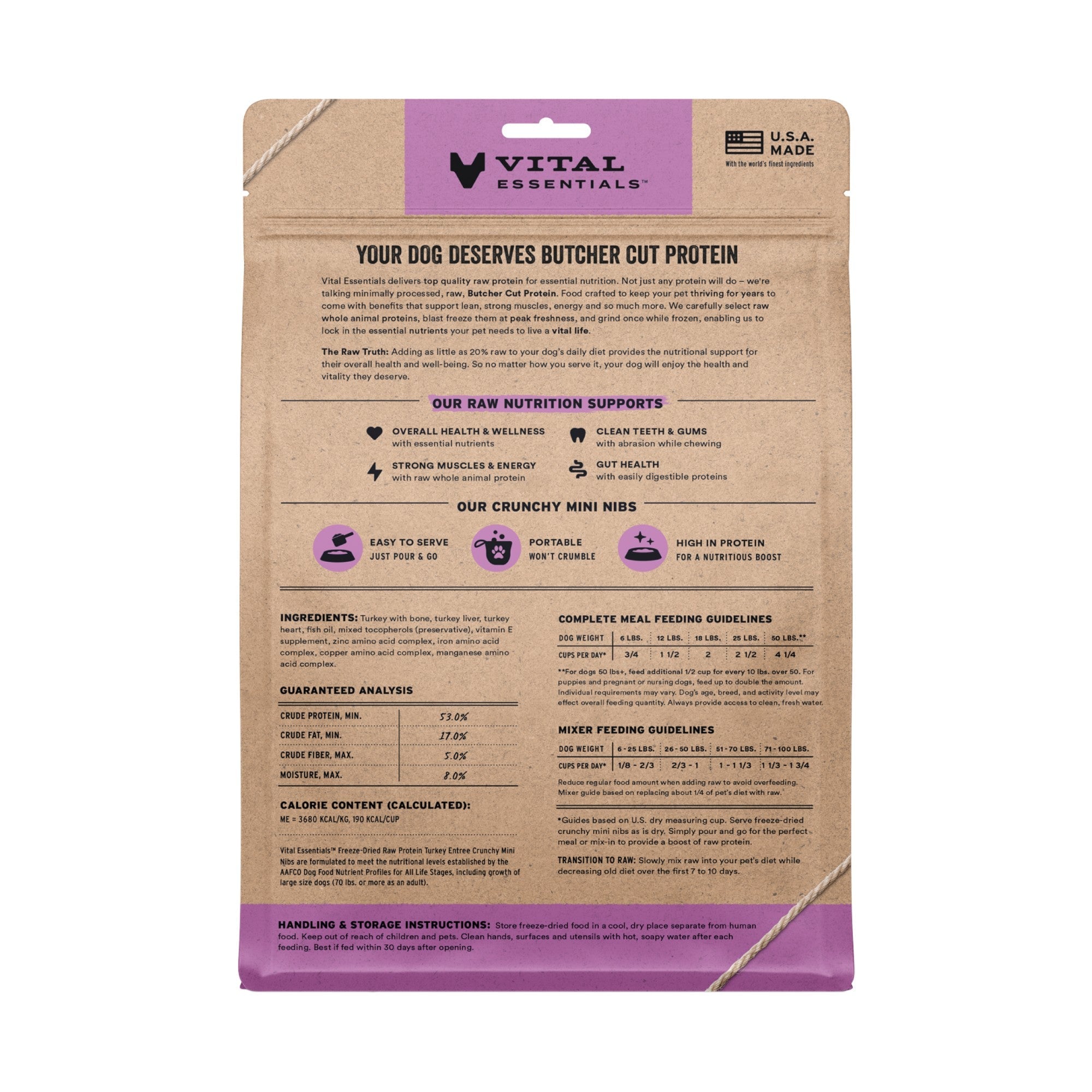 Vital Essentials Dog Freeze-Dried Turkey Mini Nibs (14oz)