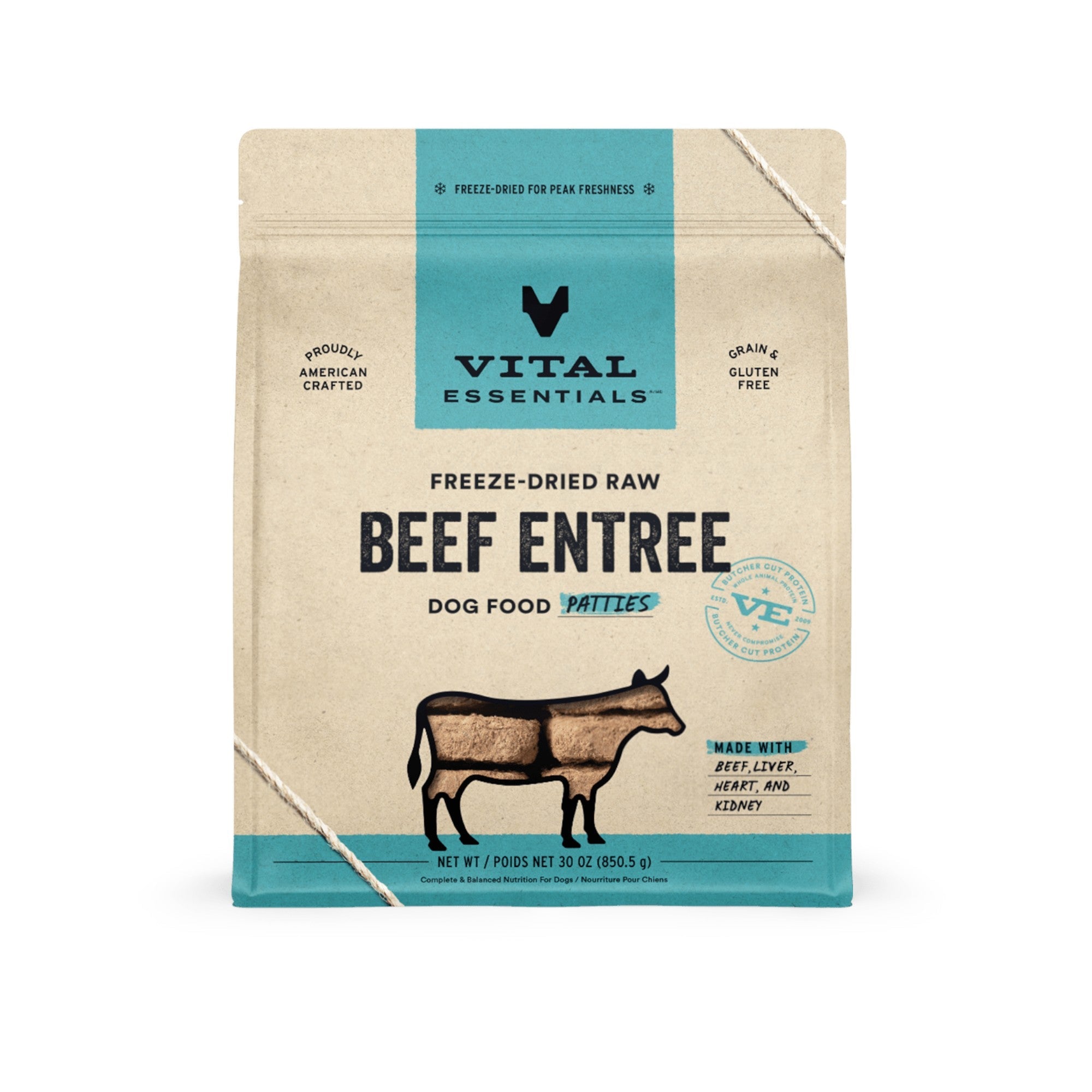 Vital Essentials Dog Freeze-Dried Beef Entree Mini Patties (14oz)