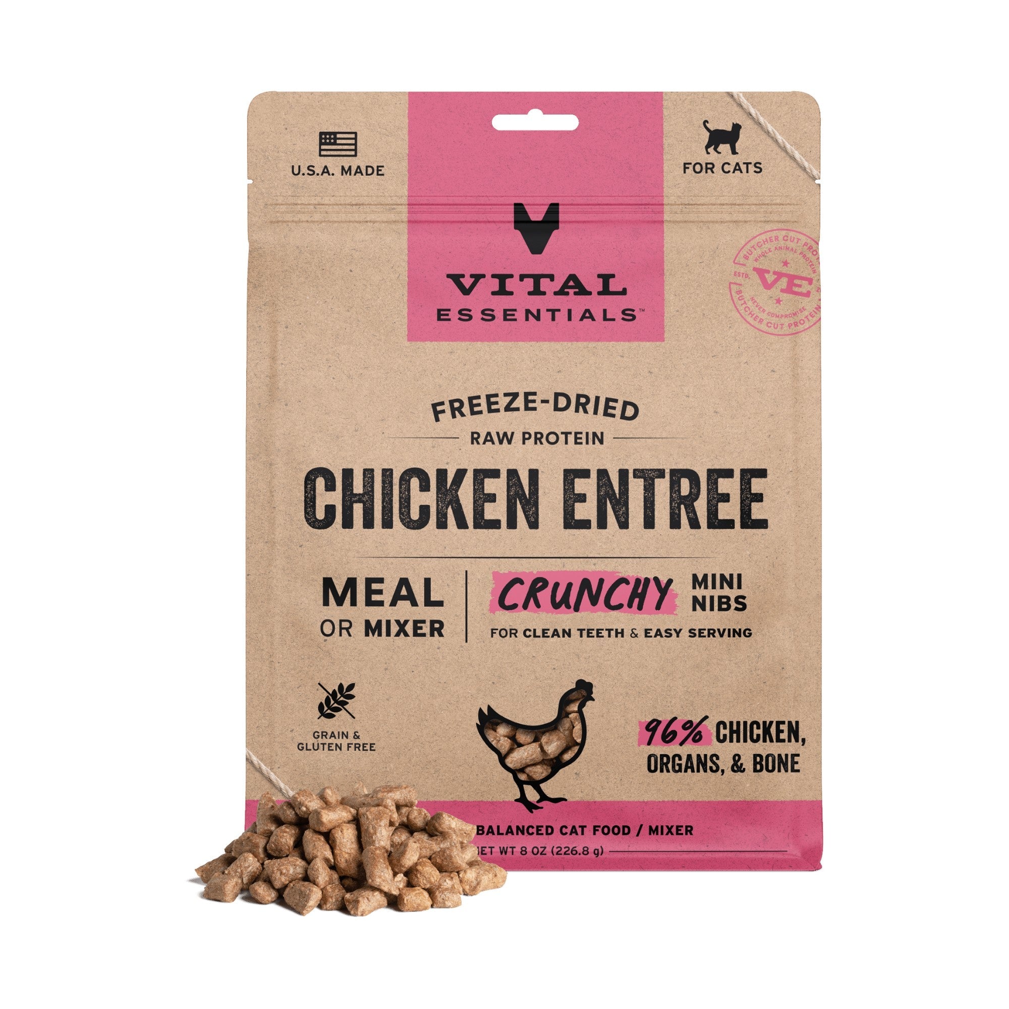 Vital Essentials Cat Freeze-Dried Chicken Mini Nibs (8oz)