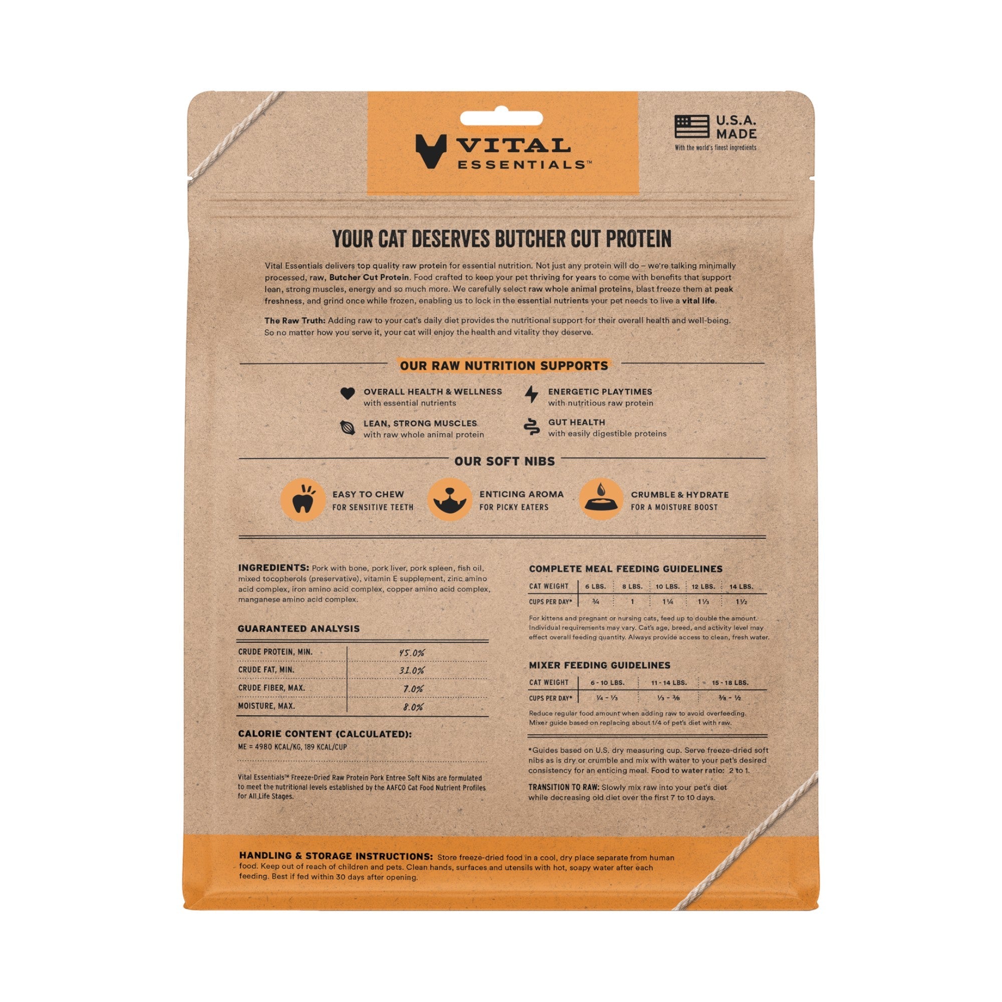 Vital Essentials Cat Freeze-Dried Pork Mini Nibs (8oz)