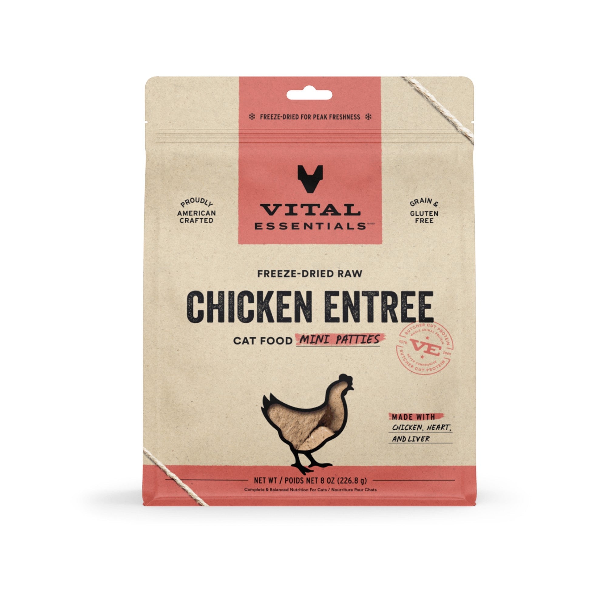 Vital Essentials Cat Freeze-Dried Chicken Mini Patties (8oz)