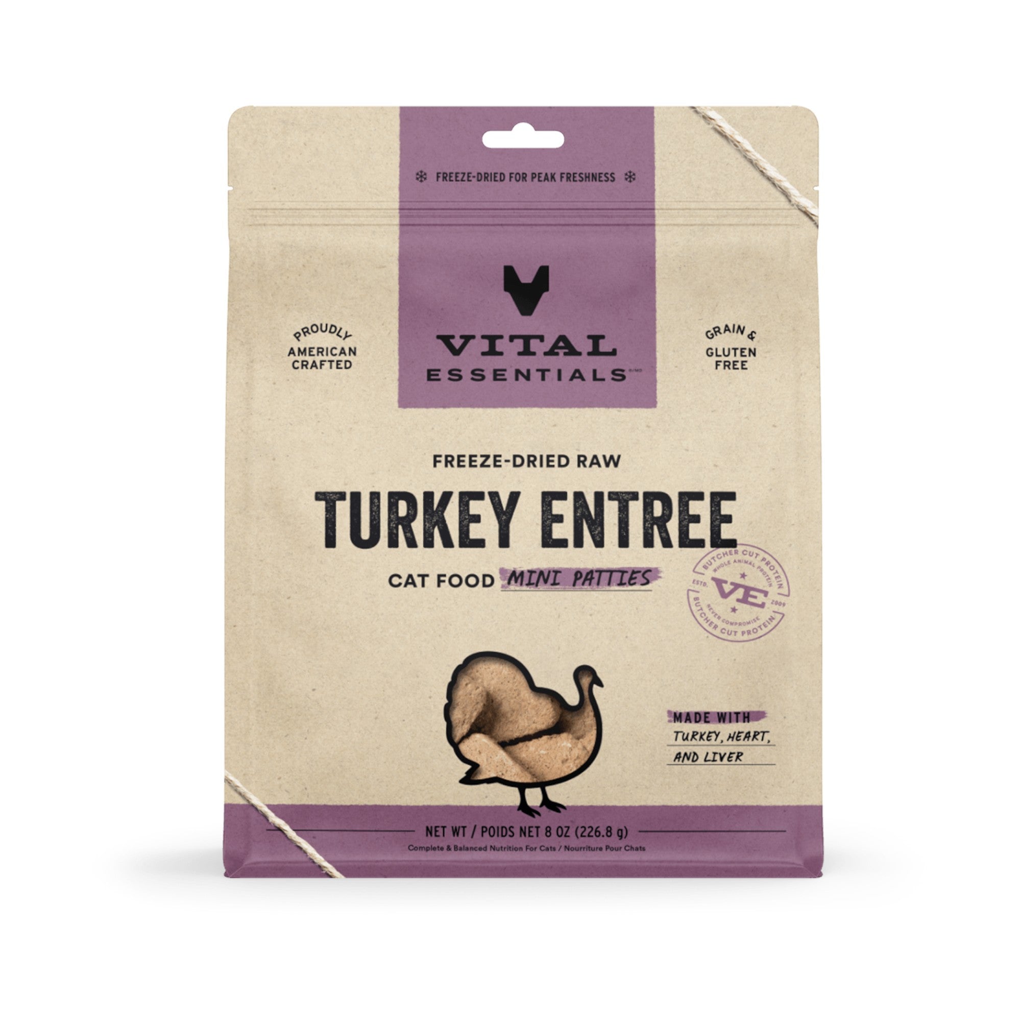 Vital Essentials Cat Freeze-Dried Turkey Mini Patties (8oz)