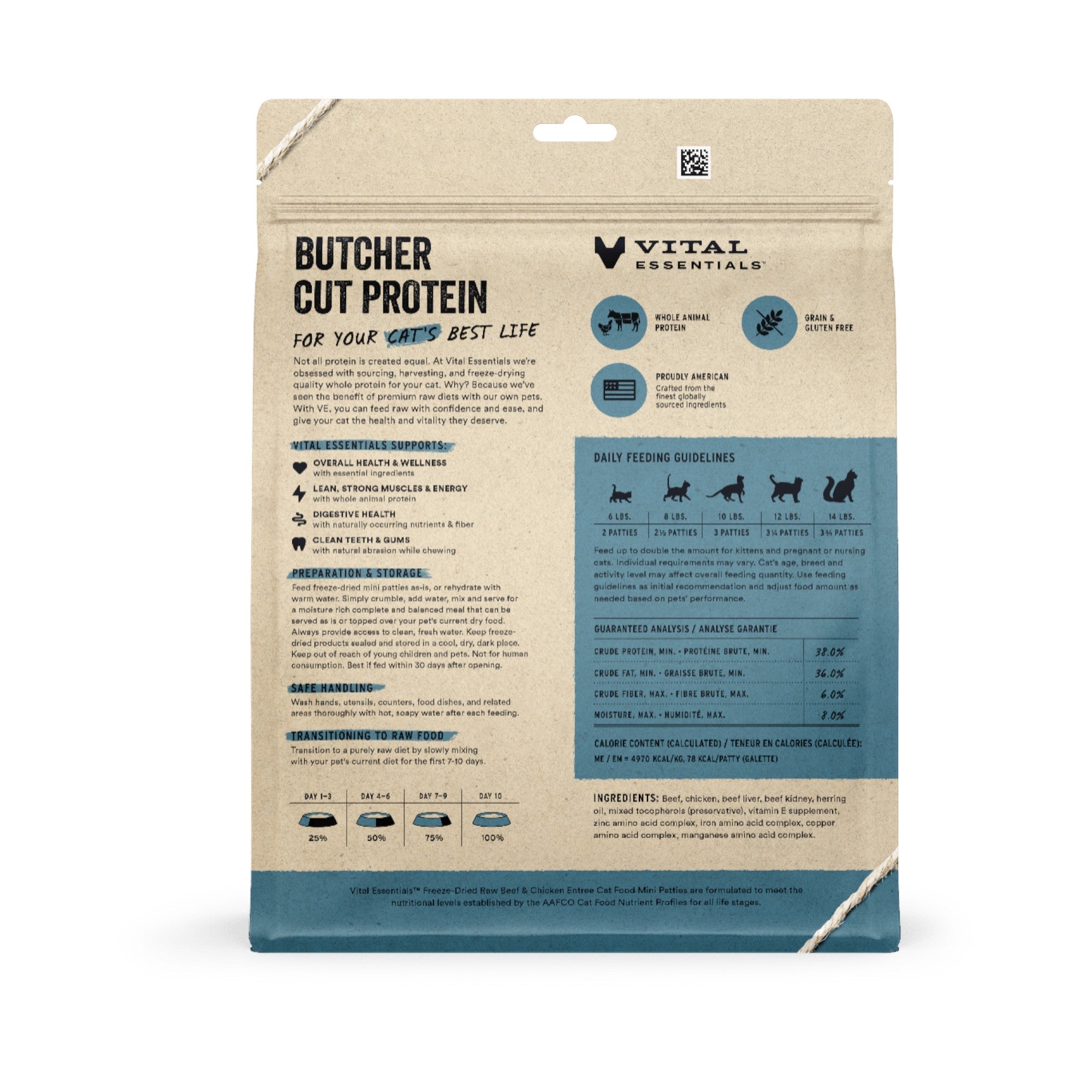 Vital Essentials Cat Freeze-Dried Beef & Chicken Mini Patty (8oz)