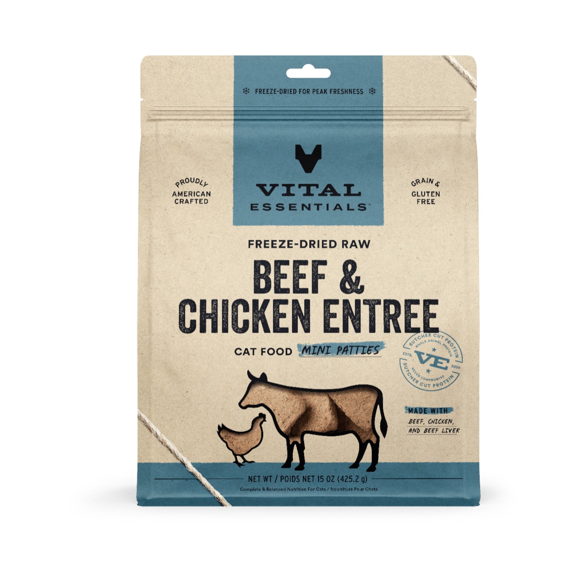 Vital Essentials Cat Freeze-Dried Beef & Chicken Mini Patty (8oz)