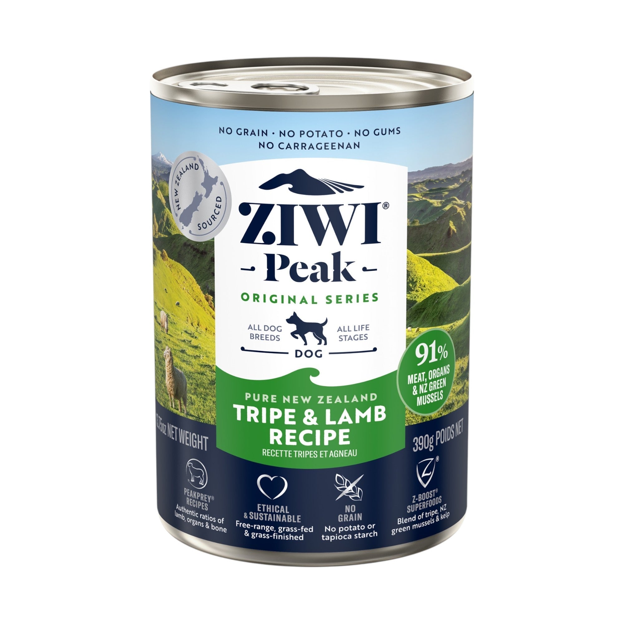 Ziwi Ziwipeak Dog Tripe & Lamb Can (390g)