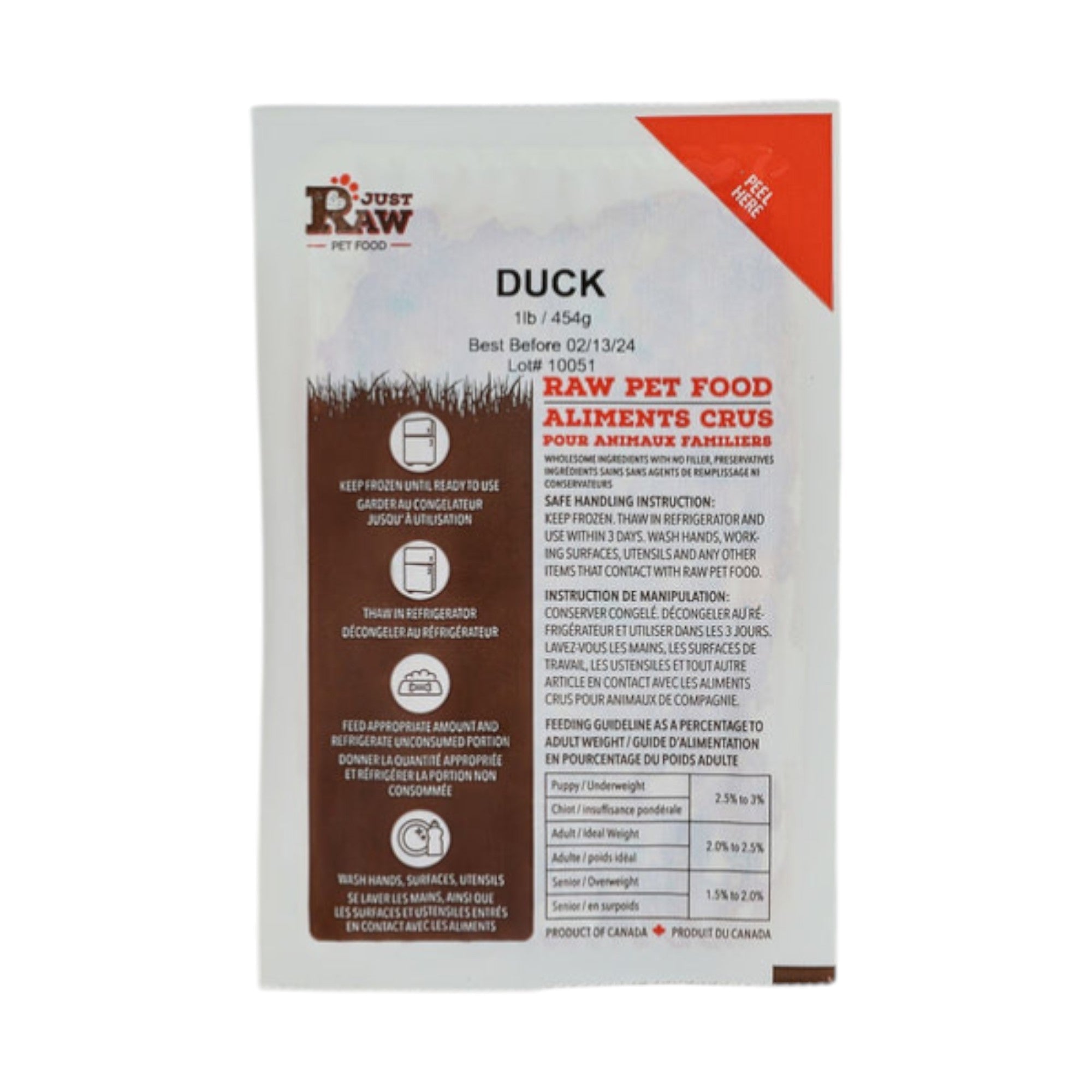Just Raw Pure Duck 1/2lb