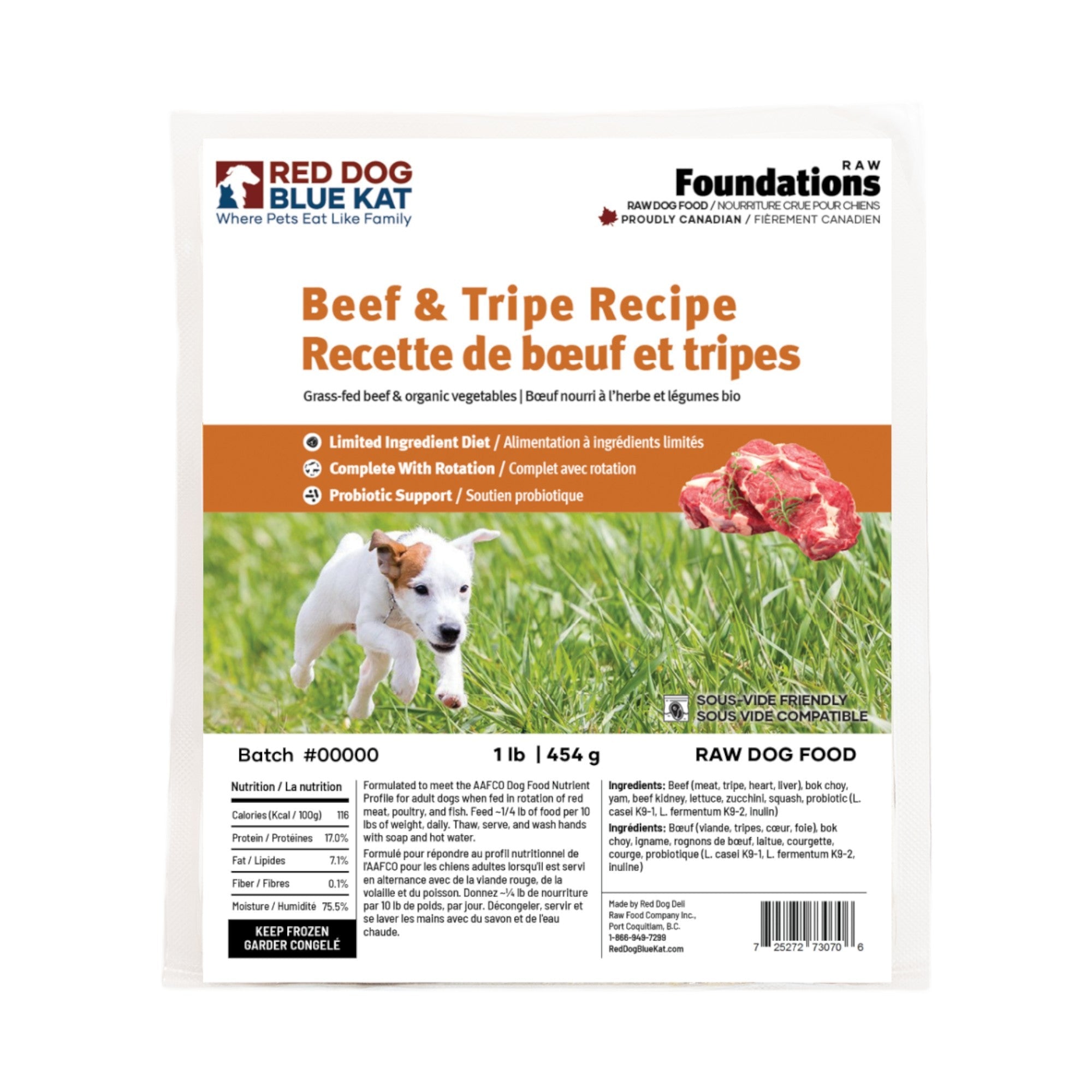 RDBK Red Dog Blue Kat Foundations Beef/Tripe Dog (4x1/4lb)