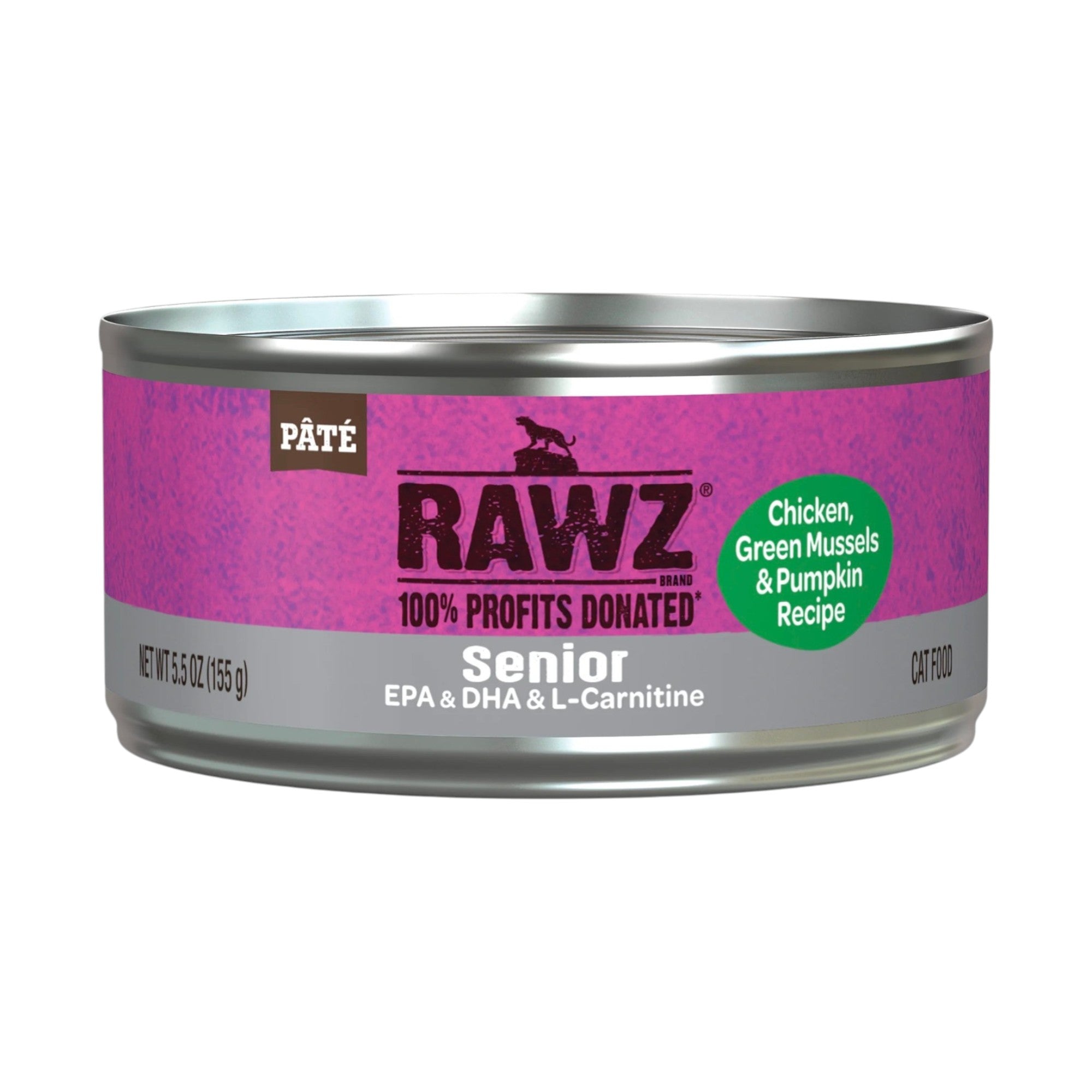 Rawz Senior Chicken, Green Mussels & Pumpkin Cat Can (5.5oz)