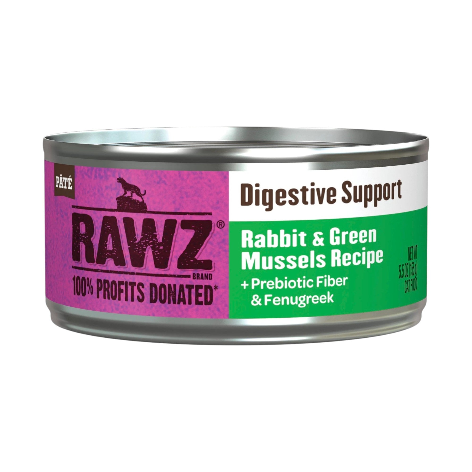 Rawz Digestive Support Rabbit & Green Mussels Cat Can (5.5oz)