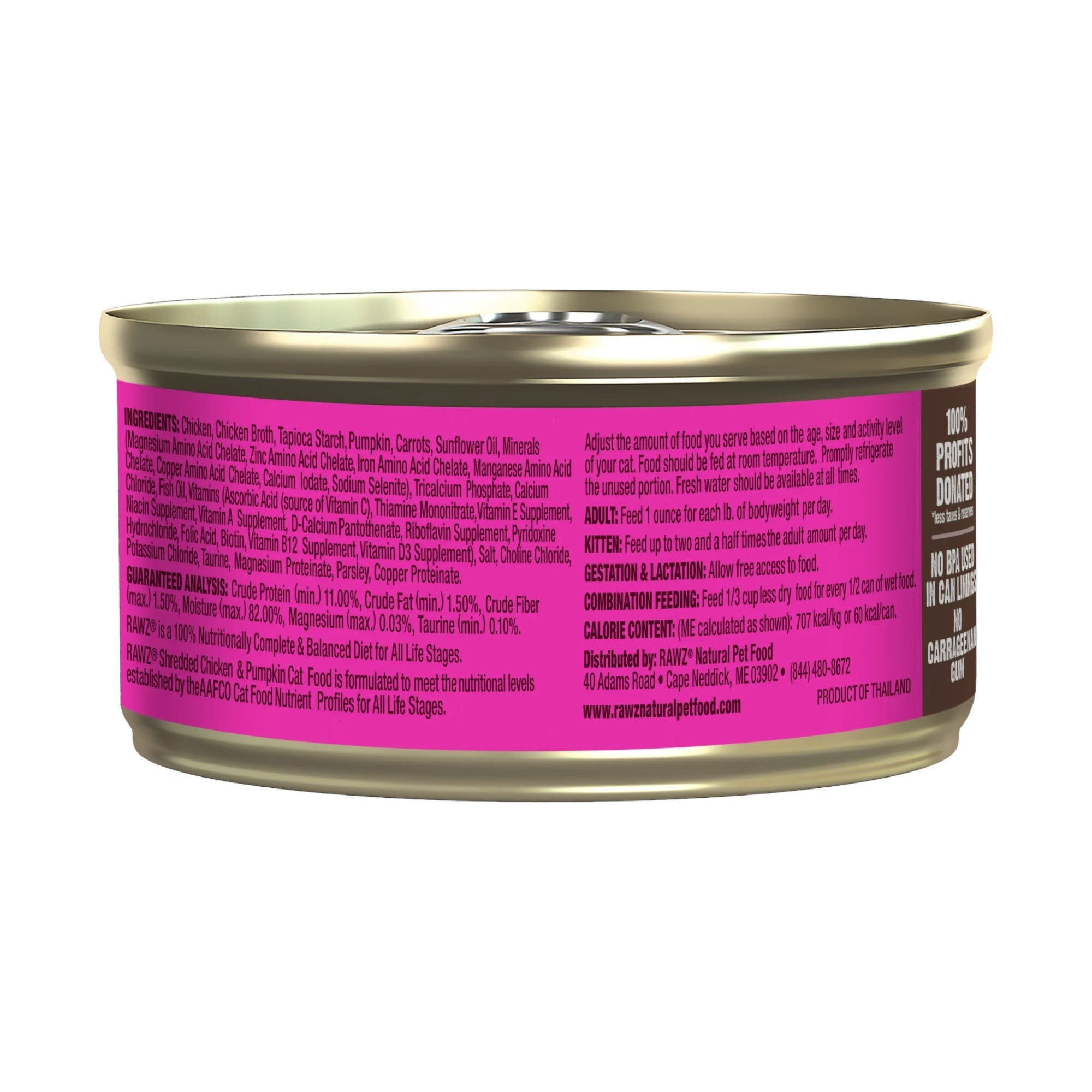 Rawz Shredded Chicken & Pumpkin Recipe Canned Cat Food (3oz)