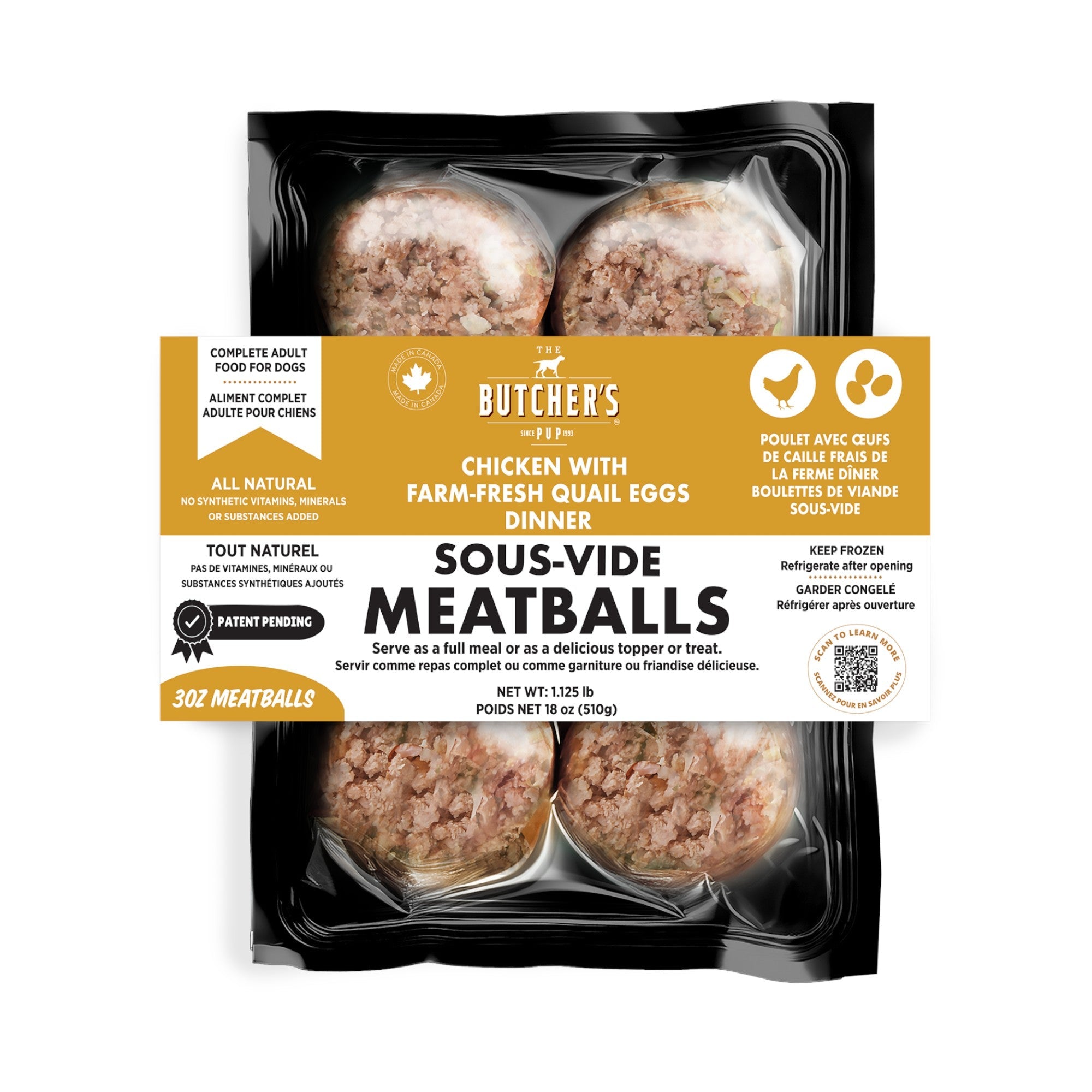The Butcher's Pup Frozen Meatballs - Chicken & Quail Egg (1.13lb)