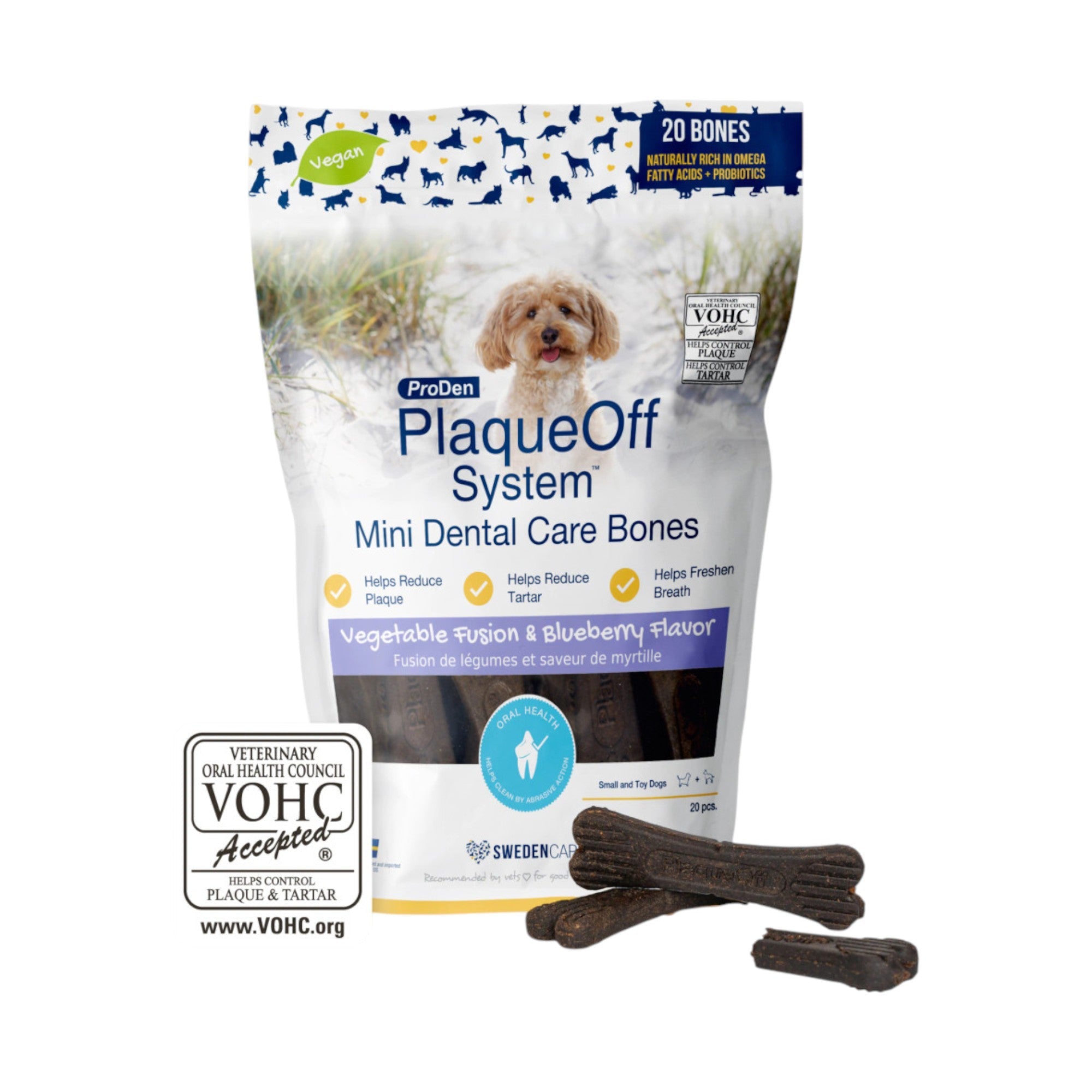 Plaque-Off Mini Vegetable & Blueberry Dental Bones  (340g)